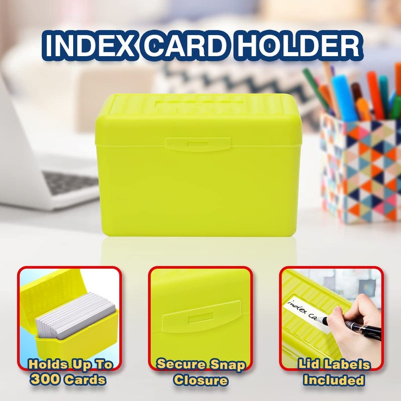 حامل بطاقات مؤشر H4D 3x5 مع 100 بطاقة مؤشر ثقيلة الوزن وفواصل بلاستيكية باللون الأخضر الليموني - Image 3